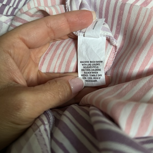 Ophelia Roe Smocked Puff Sleeve Pink & Purple Striped Mini Dress – Size Small - Picture 8 of 8